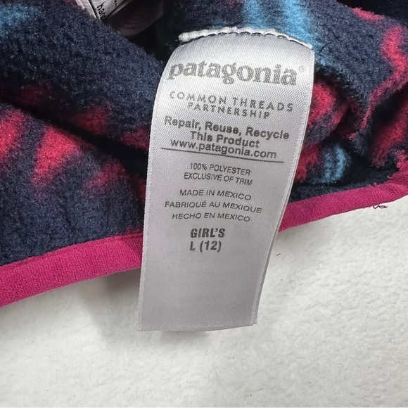 Patagonia Girls' Lightweight Synchilla® Snap-T® Aztec Pullover kids size Large - Picture 5 of 5